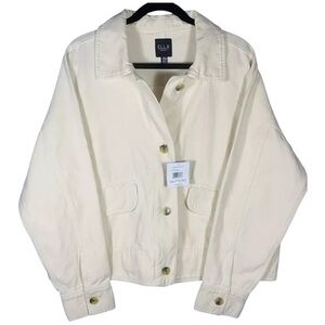 Rafaella Jacket Cream Denim Button Front Flap Pockets in Sizes 1X, 2X &‎ 3X  NWT